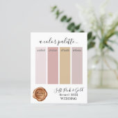 上品なソフトピンクの金ゴールド結婚の色パレットカード (スタンド正面)