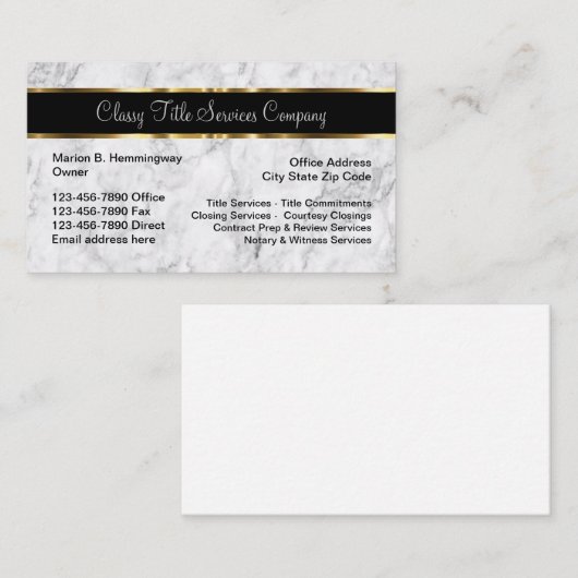 上品なタイトルおよび最後のサービス 名刺 (正面/裏面)