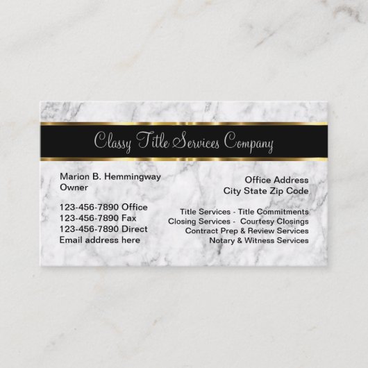 上品なタイトルおよび最後のサービス 名刺 (正面)