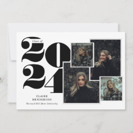 上品なタイポグラフィスクリプトフォトコラージュ卒業 案内状