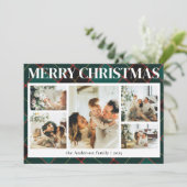 上品なタイポグラフィフォトコラージグリーンクリスマス シーズンカード (スタンド正面)