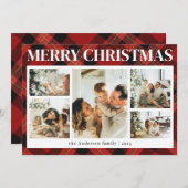 上品なタイポグラフィフォトコラージレッドクリスマス シーズンカード (正面/裏面)