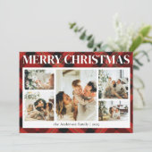 上品なタイポグラフィフォトコラージレッドクリスマス シーズンカード (スタンド正面)