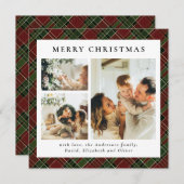 上品なタイポグラフィ赤と緑 | フォトクリスマス シーズンカード (正面/裏面)