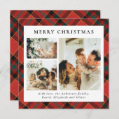 上品なタイポグラフィ赤と緑 | フォトクリスマス シーズンカード (正面/裏面)