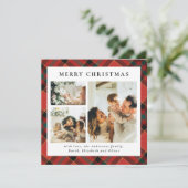 上品なタイポグラフィ赤と緑 | フォトクリスマス シーズンカード (スタンド正面)