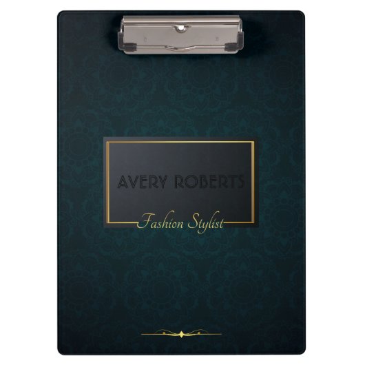 上品なターコイズエレガントプロフェッショナル幾何学的 クリップボード (正面)