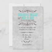 上品なターコイズヴィンテージウェディング招待状 招待状 (正面)