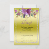 上品なダイヤモンドグリッター水の色の花誕生日 出欠カード (正面)