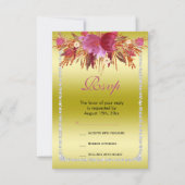 上品なダイヤモンドグリッター水の色の花誕生日 出欠カード (正面)