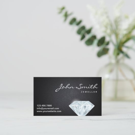 上品なダイヤモンドジュエラーダークビジネスカード 名刺 (スタンド正面)