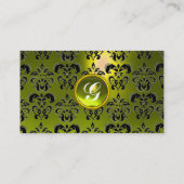 上品なダマスクジェムモノグラムブラックトパズイエロー 名刺 (裏面)