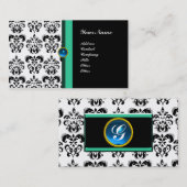 上品なダマスクモノグラム，ブラックサファイア 名刺 (正面/裏面)