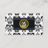 上品なダマスクモノグラム、黒アゲート 名刺 (裏面)