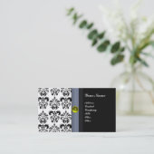 上品なダマスクモノグラム、黒トパーズイエロー 名刺 (スタンド正面)