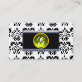 上品なダマスクモノグラム、黒トパーズイエロー 名刺 (裏面)