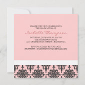 上品なダマスク柄の卒業発表用モノグラム 招待状 (裏面)