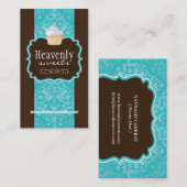 上品なダマスク織のカップケーキ|のベーカリーの名刺 名刺 (正面/裏面)