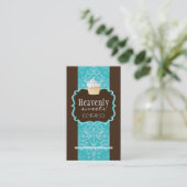 上品なダマスク織のカップケーキ|のベーカリーの名刺 名刺 (スタンド正面)