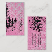 上品なダマスク織のシャンデリアの名刺 名刺 (正面/裏面)