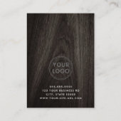 上品なダークウッドの木目にロゴのビジネス情報を追加 予約カード (裏面)