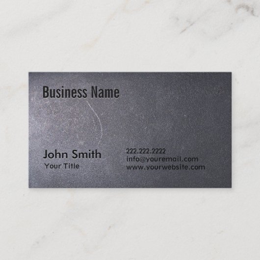 上品なダークグレーレザーテクスチャビジネスカード 名刺 (正面)