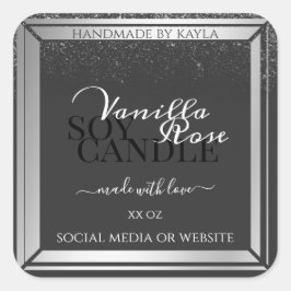 上品なダークグレー&シルバー製品のパッケージングラベル スクエアシール