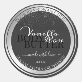上品なダークグレー&シルバー製品のパッケージングラベル ラウンドシール