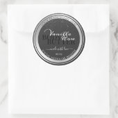 上品なダークグレー&シルバー製品のパッケージングラベル ラウンドシール (バッグ)