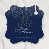 上品なダークブルーとシルバーのパッケージありがとう フェイバータグ (裏面)