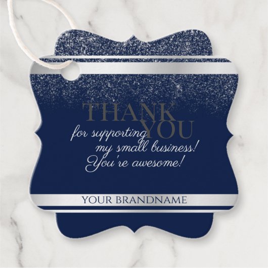 上品なダークブルーとシルバーのパッケージありがとう フェイバータグ (正面)