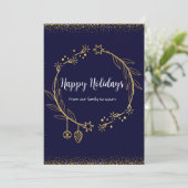 上品なダークブルーと金ゴールドクリスマスカード シーズンカード (スタンド正面)