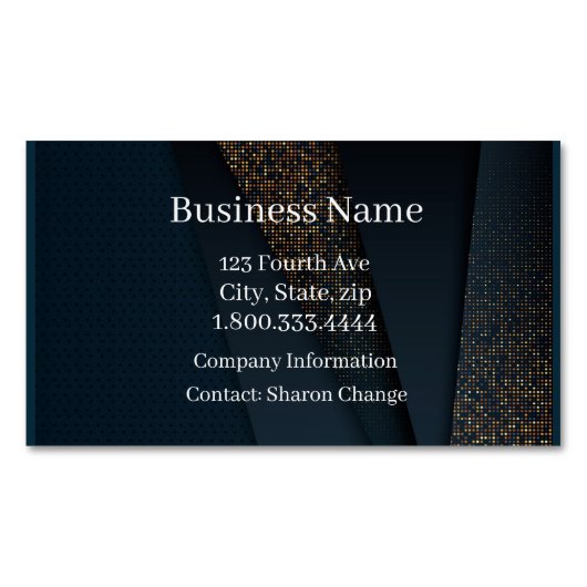 上品なダークブルーファブリックシティライト マグネット名刺 (正面)