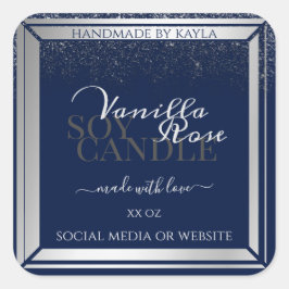 上品なダークブルー&シルバー製品の包装ラベル スクエアシール