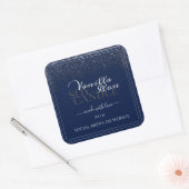 上品なダークブルー&シルバー製品の包装ラベル スクエアシール (封筒)