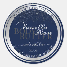 上品なダークブルー&シルバー製品の包装ラベル ラウンドシール