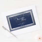 上品なダークブルー&シルバー製品の包装ラベル 長方形シール (封筒)