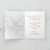 上品なダークレッド ティール ブルー グリーン フローラル リース シーズンカード (内部)