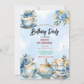 上品なティーパーティー誕生日招待状 招待状 (正面)