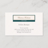 上品なティール（緑がかった色）アイボリーありがとう 名刺 (裏面)