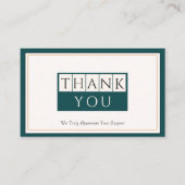 上品なティール（緑がかった色）アイボリーありがとう 名刺 (正面)