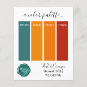 上品なティール（緑がかった色）オレン結婚ジの色PellowPaperシート (正面)