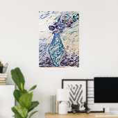 上品なテクスチャフローラ花瓶イラストレーション ポスター (ホームオフィス)