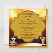 上品なテディはステージの誕生会に関係します 招待状 (裏面)