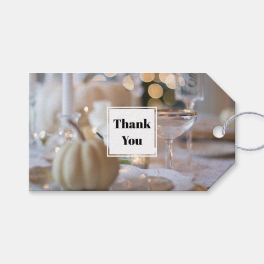 上品なディナーファンシーパーティープレイスセッティングサンキュー ギフトタグ (正面(横))