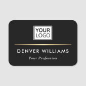 上品なディバイダカスタムーのロゴエレガントブラック 名札 (正面)