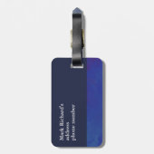 上品なトラベラーの名前とイニシャルスタイリッシュブルー ラゲッジタグ (裏面縦)
