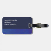 上品なトラベラーの名前とイニシャルスタイリッシュブルー ラゲッジタグ (裏面横)