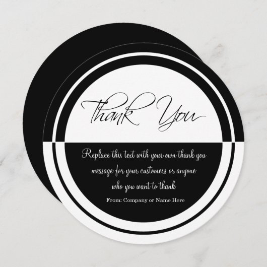 上品なトレンディーラウンドサンキューカードと封筒 サンキューカード (正面/裏面)