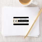 上品なトレンディー白黒ストライプズモノグラム結婚ズ ラベル (インサイチュ)